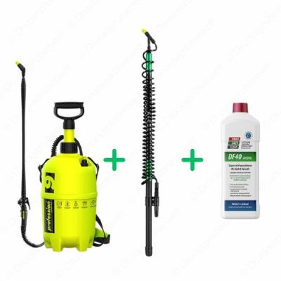 dc032: P9 Drucksprüher + KWT500 Teleskoplanze 5m + 1L Profidachclean DF40