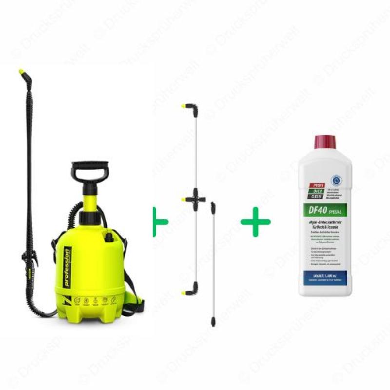 dc011 Drucksprüher Profidachclean Spar Bundle mit 3 strahligen Flaechensprueharm + Profidachclean