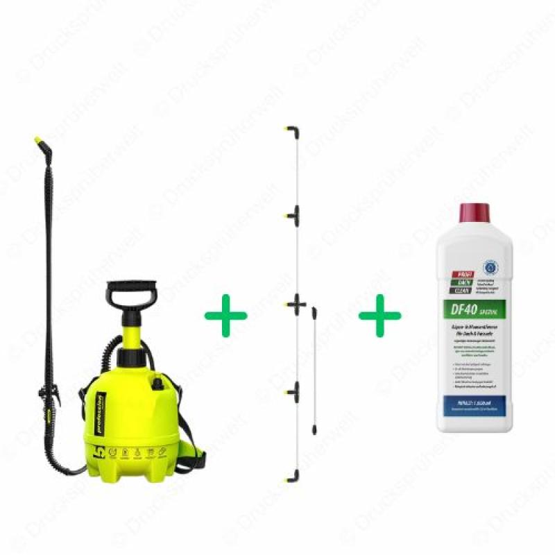 dc025 Drucksprüher Profidachclean Spar Bundle mit 3 strahligen Flaechensprueharm + Profidachclean