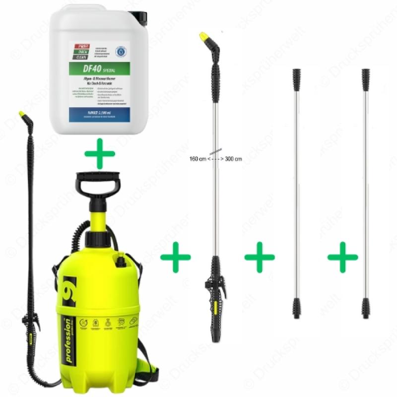 dc048  Drucksprüher Profidachclean Spar Bundle mit 3m Lanze + 2x Lanzenverlängerung + Profidachclean
